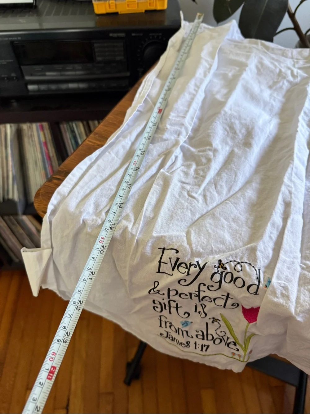 (2) religious quotes - James 1:17, 1Cor 16:14 Dish towels